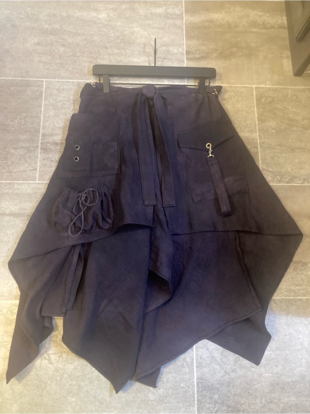 Hand Crafted Asymmetrical Utility Handkerchief Hem Skirt - Picture 3 of 8